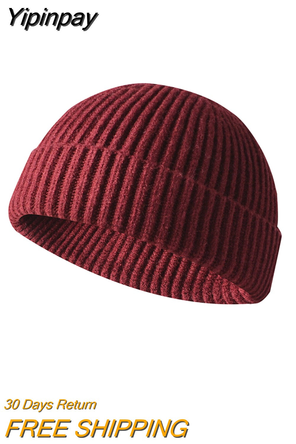 Yipinpay New Knitted Hats For Women Skullcap Men Beanie Hat Winter Retro Brimless Baggy Melon Cap Hi pop Fisherman Beanies Hats Men