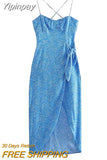 Yipinpay 2023 Leopard Print Corset Dress Woman Knot Slip Long Dress Women Summer Backless Sexy Midi Dresses Elegant Party Dresses