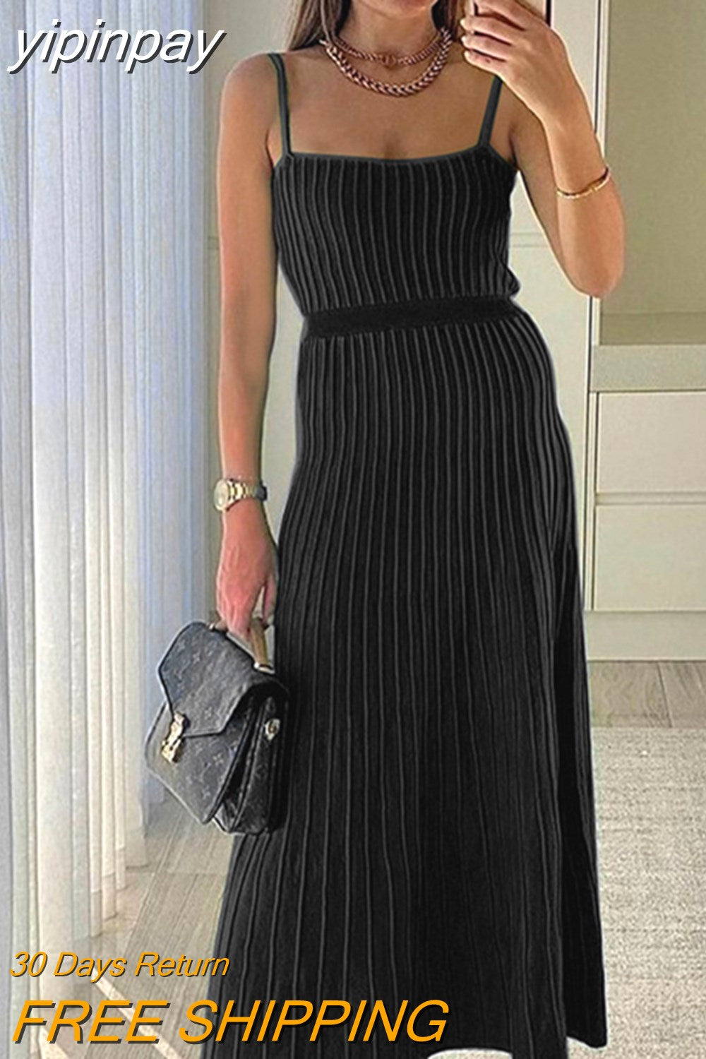yipinpay Autumn 2023 Knitted Strap Blue Sweater Dress Maxi Backless Women Y2K Summer Sexy Club Long Pleated Dress Elegant
