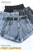 Yipinpay High Waist Retro Wide Leg Denim Shorts Women 2023 Summer New Loose Curling Short Feminino