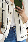 Yipinpay Twist Plait Chic Mink Cashmere Knitted Cardigan Autumn Elegant Ladies Soft Sweater Vintage Women Jacket Korean 2023 Tops