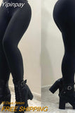 Yipinpay Women Casual High Waist Zipper bandage Skinny Spring&Autumn Black Pencil Pants