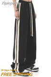 Yipinpay Vintage Punk Style Drawstring Women Unisex Sweatpants Loose Casual Harajuku Long Trousers Y2k Baggy Wide Leg Pants