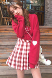 Yipinpay Winter Two pieces sets Women Set Korean Loose Hooded Hoodies+Plaid Skirt Preppy style Plus velvet nsemble femme 2 pièces