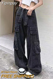 Yipinpay Cargo Pants Low Waist Vintage Loose Streetwear Baggy Jeans Women Oversized High Street Sexy Y2K Straight Trousers Woman
