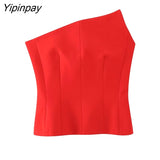 Yipinpay Fashion Women Asymmetrical Corset Wrap Chest Tops Casual Side Zipper Sleeveless Sexy Summer Sling Tops