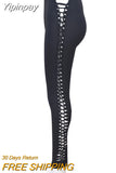Yipinpay Women High Waist Side Hollow Out Pencil Pants Sexy Vintage Slim Straight Sweatpants 2023 Spring Fall Harajuku Lolita Y2K Clothes
