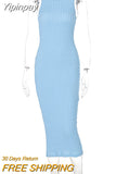 Yipinpay Mo 2023 Bodycon Sleeveless Knitting Dress Mini Women Off Shoulder Sexy Club Party Dresses Black Elegant Summer Vestidos