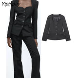 Yipinpay Ladies Blazer Jackets 2023 Spring Autumn Solid Office Outfits Coats Single Breasted Long Sleeve Chic Outwear