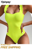 Yipinpay Sexy Women One Piece Swimsuit Swimwear Female Solid Thong Bathing Suit Swimming Suits Monokini Beachwear Swimsuit