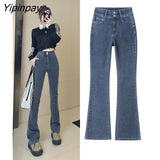 Yipinpay High Waist Stretch Flare Jeans Woman Casual Korean Bell Bottom Denim Pants Jeans Pantalones Vaqueros