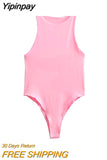 Yipinpay TRAF Fashion 2023 Summer Woman Bodysuit O-Neck Female Sexy Jumpsuit Women Slim Beach Jumpsuit Ladies Skinny Playsuits New