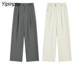 Yipinpay High Waist Wide Leg Trousers Loose Black Casual Pants Women