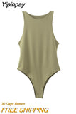 Yipinpay TRAF Fashion 2023 Summer Woman Bodysuit O-Neck Female Sexy Jumpsuit Women Slim Beach Jumpsuit Ladies Skinny Playsuits New