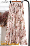 yipinpay Women Vintage New Fashion Skirt Elastic High Waist Pleated Leisure Retro Skirt Female Streetwear Luxury Faldas Clothes