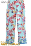 Yipinpay 2023 Women Pants Sets Pink High Waist Pants For Women Vintage Print Woman Trousers Streetwear Casual Summer Women's Pants