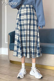 Yipinpay Spring Summer Women Long skirt A-line Korean style Casual Plaid Fashion Loose All-match student Fashion female skirts