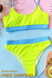 Yipinpay Waist Swimsuit Women Swimwear Push Up Bikini Patchwork Bikini Set 4 Color Beachwear Sexy Swimming Suit Large Size Swimwear