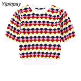 Yipinpay Autumn Knitted Vintage Sweater Women Clothes Casual Short Pullover Fashion Ladies Sweater Knit 2023 New Arrivals