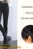 Yipinpay Autumn Winter Women's Pants Leather Leggings Female Warm High Waist Push Up Fleece PU Pants Black Tights Sexy Free Shipping