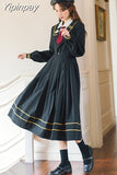 Yipinpay Sweet Autumn Women Pleated Dress JK Student Uniform Preppy Style Retro Embroidery Female Dresses 2023 HOT High Waist