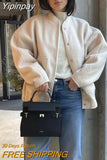 Yipinpay Oversize Bomber Jacket Women Beige Baseball Jackets For Women 2023 Long Sleeve Spring Jacket Woman New In Outerwears