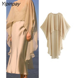 Yipinpay New Summer Women Shawl Capes 2023 Thin Applique Loose Tulle Tops Long cloak Custom Cape Shawls