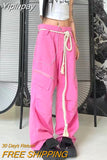 Yipinpay Streetwear Baggy Cargo Jeans Y2k Clothes High Quality Fashion Loose Straight Wide Leg Pants Women