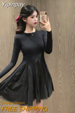 Yipinpay Sweater Dress Women 2023 Winter Casual French Vintage Evening Party Knit Dress Female Long Sleeve One-piece Dress Korean