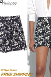 Yipinpay Embroidery Floral Skirt Women Black Mini Skirt Shorts Woman Fashion Knot Women's Skort Vintage Beach Summer Short Skirts