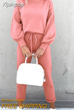 Yipinpay autumn and winter new style women's fashion high collar leisure long sleeve solid color sweater pants two-piece set