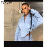 Yipinpay Y2K New In Long Sleeve Solid Women White Shirt Sexy Folds Button Up Woman Corp Tops 2023 Spring Female Blouse Clothing