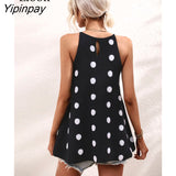 Yipinpay Polka Dot Tank Sexy Knitted Top Summer 2023 Women Rave Outfits Streetwear Sleeveless Basic Vest Knitwear Cute Crop Tops