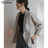 Yipinpay 2023 Autumn Korean Style Long Sleeve Blazer Women Minimalist Style Loose Ladies Suit Blazers Female Clothing Coat Jacket