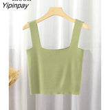 Yipinpay Sexy Knit Short Corset Tops Women Vest New 2023 Summer Ribbed Tank Streetwear Sleeveless Black White Knitting Crop Tops