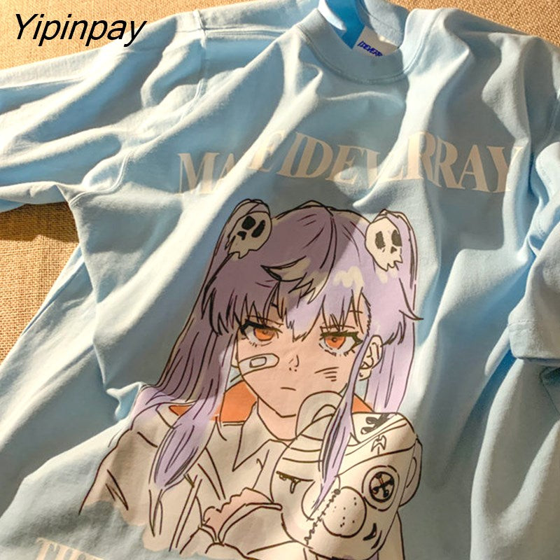 Yipinpay Sexy Female Tee Aesthetic Loose Women Y2K T-shirt Punk Grunge Streetwear Ladies Tops Tshirts Harajuku Clothes
