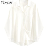 Yipinpay 2023 Spring Streetwear Oversize Women's White Basic Shirt Long Sleeve Button Up Tunic Blouse Loose Female Clothing Tops