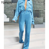 Yipinpay Women Solid Satin Pants Suit Female Loose Shirts Tops And Straight Pants Two Piece Sets 2023 Summer Office Lady Fashion Outfits