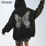 Yipinpay Women Hip Hop Women Y2k Jacket butterfly Print Coat Goth Harajuku aesthetic Clothes grunge Streetwear Hoodies Punk Jacket Zip-up