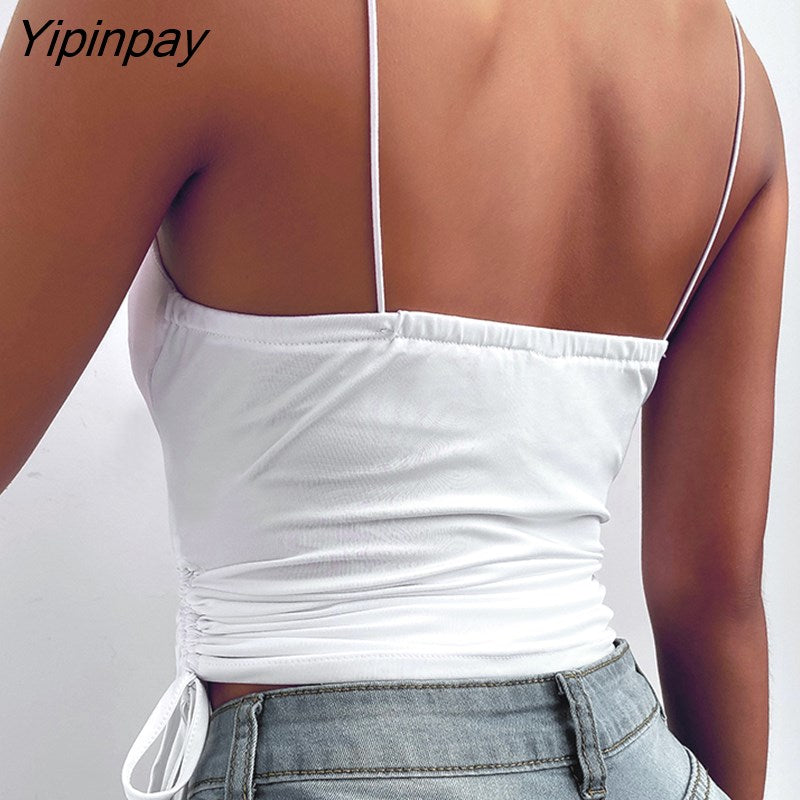 Yipinpay Women Thin Wild Solid Camis Vest Women Tank Tops Female 2023 Summer New Sexy Strap Basic Tops Slim Sleeveless Camisole