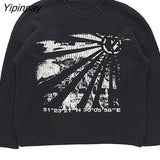 Yipinpay Women Sweater Frayed Oversize Pullover Long Sleeve Jumper Streetwear Korean Fashion Goth Knit Y2k Aesthetic Tops Winter Clothes
