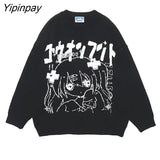 Yipinpay Women Sweater Frayed Oversize Pullover Long Sleeve Jumper Streetwear Korean Fashion Goth Knit Y2k Aesthetic Tops Winter Clothes 319-2