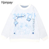 Yipinpay Women's Sweater Oversize Y2k Tops Long Sleeve Jumper Autumn Anime Pullover Goth Streetwear Knitted Coat Vintage Korean Clothing