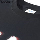 Yipinpay Men Tshirt Cotton Shadow Letter Print Punk Hip Hop Gothic Streetwear Short Sleeve Summer Korean Fashion Tops Tees Y2k Clothing