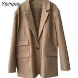 Yipinpay 2023 Autumn Long Sleeve Embroidery Women Blazer Office Lady Solid Suit Blazers Work Winter Female Loose Clothing Coat