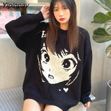 Yipinpay Women's Jumper Sweater Ladies Oversize Anime Pullover Y2k Aesthetic Tops Long Sleeve Korean Fashion Goth Winter Vintage Clothing