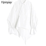 Yipinpay Spring Streetwear Puff Long Sleeve Women's Shirt Oversize Solid Color irregular Button Up Ladies Shirts Blouse Loose Tops
