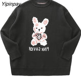 Yipinpay Women's Sweater Oversize Y2k Aesthetic Goth Korean Pullover Tops Long Sleeve Vintage Streetwear Coat Knitted Vest Winter Clothes
