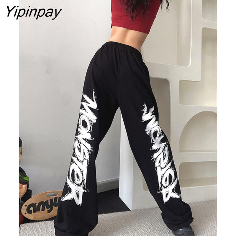 Yipinpay Pants Women Trousers Oversize Straight Letter Harajuku Korean Fashion Streetwear Aesthetic Joggers Sweatpants Y2k Clothes