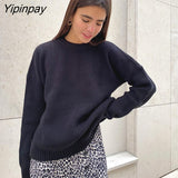 Yipinpay Knit Baggy Sweater Women Pullover Female Jumper Long Sleeve Loose Knitted Tops O Neck Streetwear Autumn Winter Sweaters